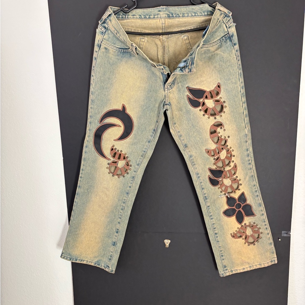UNIONBAY Women's Straight Leg Jeans with Artistic Embellishments